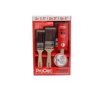 ProDec 7 piece Premier Trade Synthetic Paint Brush Set 1x 3 inch | for a Smooth Finish with Emulsion, Gloss, Satin Paints on Walls, Ceilings, Wood, Metal, 2x 1.5, 2x 2 + Free 1.5" Oval Brush