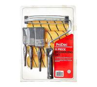 PRODEC 8 Piece Emulsion Kit - 9" Medium Pile Paint Rollers, 3 x Brushes & Frame