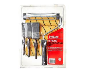 PRODEC 8 Piece Emulsion Kit - 9" Medium Pile Paint Rollers, 3 x Brushes & Frame