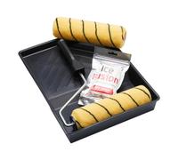 ProDec 9 inch x 1.75" 4 piece Twin Medium Pile Paint Roller, Cage Frame & Tray Set for Painting with Emulsion & Masonry Paints on Interior & Exterior Walls & Ceilings plus Free Ice Fusion Mini Rollers