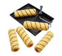 ProDec 9 inch x 1.75" 7 Piece Paint Roller Set - 5X Medium Pile Woven Rollers, Cage Frame and Tray for Painting with Emulsion and Masonry Paints on Interior and Exterior Walls and Ceilings, 9"