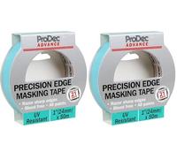 ProDec Advance 1" x 50 m UV Resistant Precision Edge Masking Tape for Razor Sharp Lines with No Paint Bleed, Blue, 1" (25 mm) (Pack of 2)