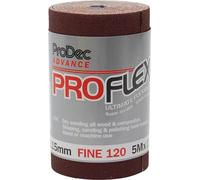 ProDec Advance 5m Roll 120 Grit Fine Grade ProFlex Ultra Flexible Crack Resistant Aluminium Oxide Abrasive Sanding Paper for Sanding Wood, Paint, Plaster, Filler, Metal and More, 115mm Wide
