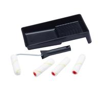 ProDec Advance 6 pc 4 inch Short Pile Microfibre Mini Paint Roller, Frame & Tray for a Smooth Finish Painting with Emulsion, Gloss, Satin, Varnish, Woodstain on Interior Walls, Ceilings, Wood, Metal