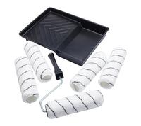ProDec Advance 9 inch x 1.75" 7 Piece Paint Roller Set - 5 x Medium Pile Microfibre Rollers, Cage Frame and Tray for Painting with Emulsion Paints on Interior Walls and Ceilings, 9"