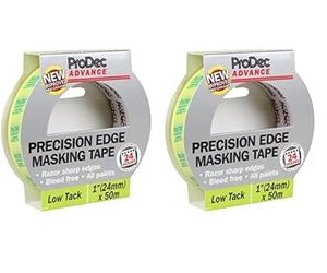 ProDec Advance ATMT006 24mm (1 inch) x 50m Low Tack Precision Edge Multi Surface Painters Masking Tape for Razor Sharp Lines with No Paint Bleed For Indoor Painting and Decorating, Green (Pack of 2)