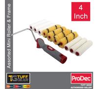 ProDec 11 piece Assorted 4 inch Mini Paint Rollers and Frame | for a Smooth Finish with Emulsion, Gloss, Satin, Varnish, Woodstain on Interior Walls, Ceilings, Wood, Metal, 4"