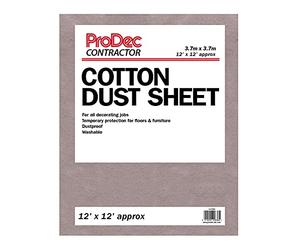 ProDec Contractor 12ft x 12ft Cotton Dust Sheet for Decorating | Carpet Protector, Washable Drop Cloth, Paint Shield, Painting Sheets, Heavy Duty Dust Sheets for Furniture, Paint Cloth