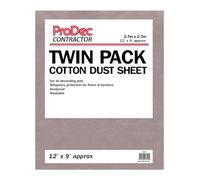 ProDec Contractor 2 pk 12ft x 9ft Cotton Dust Sheet, Carpet Protector