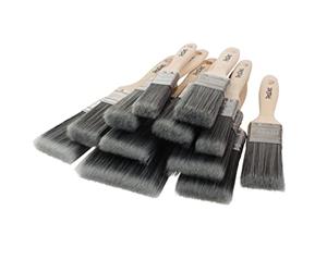 ProDec Decorator's Dozen 12 Piece Synthetic Paint Brush Set - Wood | for a Smooth Finish Painting with Emulsion, Gloss, Satin Paints on Walls, Ceilings, Metal - 2x 1, 5x 1.5, 4x 2, 1x 3 inch