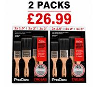 ProDec DIY Corinthian 6 Piece Synthetic Paint Varnish Brush Set - 1.5"/2"/3"