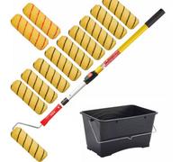 Prodec Kestrel 15 Pc & Paint Frame Medium Pile Emulsion & Masonry Paint Tiger Roller Sets 9 Inch With Extension Pole Scuttle