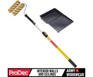 ProDec Paint Roller Kit 9" Frame Plastic Tray, Extension Pole, 2 x Sleeve Refill