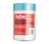 Prodec Pre-Masked Polythene Dust Sheet - 55Cm X 25M, Pack Of 1 - Static Cling Surface Protection For Painting