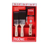 ProDec 6 piece Premier Trade Synthetic Paint Brush Set for a Smooth Finish Painting with Emulsion, Gloss, Satin Paints on Walls, Ceilings, Wood, Metal, 2x 1.5, 3x 2, 1x 3 inch Brushes