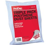 Prodec Triple Pack 12' X 9' Lightweight Polythene Dust Sheet, Dustproof And Waterproof Ideal For Covering