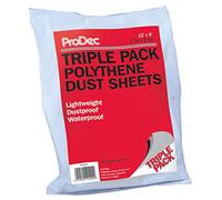ProDec Triple Pack 12' x 9' Lightweight Polythene Dust Sheet, Dustproof and Waterproof Ideal for Covering and Protecting Floors and Furniture from Spills and Splashes When Painting and Decorating