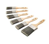ProDec Trojan 6 piece Synthetic Paint Brush Set for a Smooth Finish Painting with Emulsion, Gloss and Satin Paints on Walls, Ceilings, Wood and Metal - 2 x 1.5, 3 x 2 and 1 x 3 inch Brushes