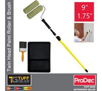 ProDec Twin Head Heavy Duty Masonry Paint Roller & Brush Set With Extension Pole