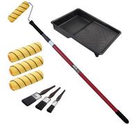Prodec Vortex 9 Inch 10Pc Medium Pile Tiger Roller, Frame, Brush Set With Extension Pole & Paint Tray