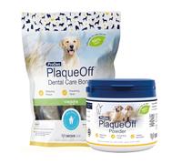 ProDen PlaqueOff Balue Bundle for Dogs 420g Powder & 13 Dental Bones