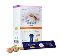 ProDen PlaqueOff Crème for Cats - Clinically Proven Dental Care, Helps Remove Plaque, Tartar, & Bad Breath - Low-Calorie Lickable Oral Care - 30 Chicken Flavour Pouches