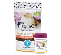 ProDen PlaqueOff Salmon Bites with 60g Powder - Value Bundle for Cat Oral Care, Helps Reduce Plaque, Tartar Build-Up & Bad Breath