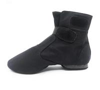 Prodrelo Canvas Women/Girls Jazz Boots Black Ballet Jazz Dance Boots Unisex Practicing Shoes with Elastic, Black-suede Split Sole-gb, 7.5 Women/7 Men
