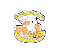 Producktive Punny Enamel Pin, Productive Duck Meme Brooch Pin, Duck Pun Gift For Humorous Friend Coworker, Silly Work Humor Brooches, Sarcastic Office Life Lapel Badge, Funny Wordplay Accessories