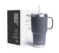Product Armor 30oz / 900ml Premium 18/8 Stainless Steel Tumbler with Leak Proof lid and Straw - Iced Coffee, Hot Drinks, Travel Mug (Gotham Grey)