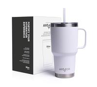 Product Armor 30oz / 900ml Premium 18/8 Stainless Steel Tumbler with Leak Proof lid and Straw - Iced Coffee, Hot Drinks, Travel Mug (Ice White)