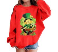 Product Category Girls Hoodies & Sweatshirts Product Title Kid's Graphic St Patricks Day Prints Sweatshirt Crewneck Long Sleeve Cute Drop Shoulder Pullover Tops (Red, 5-6 Years)
