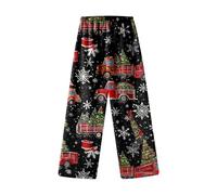 Product Category Women's Casual Pants | Product Title Men and Women Flannel Sleep Pants Cartoon Print Double Fleece Bottoms for Cozy Loungewear and Home Slippers (Black, XL)