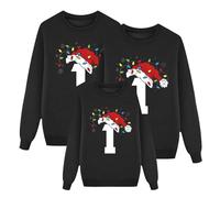 Product Category Women's Hoodless Sweatshirt Product Title Fashionable Autumn and Winter Women's Christmas Number One Printed Long Sleeve Round Neck Plus Velvet Parent Child Sweatshirt (Dad (Black, S)