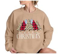 Product Category Women's Hoodless Sweatshirt - Product Title Womens Christmas Sweatshirts 2024 In The Christmas Graphic Pullover Tops Crew Neck Long Sleeve Sweater (Khaki, L)