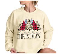 Product Category Women's Hoodless Sweatshirt - Product Title Womens Christmas Sweatshirts 2024 In The Christmas Graphic Pullover Tops Crew Neck Long Sleeve Sweater (Beige, XXL)