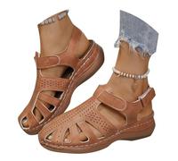 Product Category Women's Loafers - The Ultimate Comfort Paradise Padded Closed Toe Platform Sandals Orthopedic Arch Support Comfortable Slip On Sandals, brown, 8.5 UK