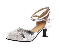 Product Category Women's Mid Heel Shoes - Product Title Sparkling Dance Shoes for Ballroom Tango Latin with Sequins Elegant Pair for Social Dances, silver, 7 UK
