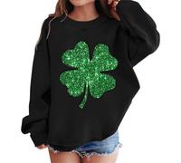 Product Classification Girls Hoodies & Sweatshirts | Product Title Kid's Graphic St Patricks Day Prints Sweatshirt Crewneck Long Sleeve Cute Drop Shoulder Pullover Tops (Black, 4-5 Years)