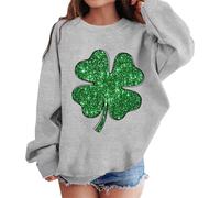 Product Classification Girls Hoodies & Sweatshirts | Product Title Kid's Graphic St Patricks Day Prints Sweatshirt Crewneck Long Sleeve Cute Drop Shoulder Pullover Tops (Grey, 4-5 Years)