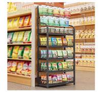 Product display rack, 3/4 /5 Tier Floor-Standing Display Stand For Convenience Store Supermarket Pharmacy，Kitchen Counter Retail Basket Shelf(Black 5 Tier,L 50CM/20IN)