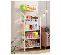 Product display rack, 3/4 /5 Tier Floor-Standing Display Stand For Convenience Store Supermarket Pharmacy，Kitchen Counter Retail Basket Shelf(White 4 Tier,L 60CM/24IN)