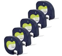 Product Giant. Compatible Label Tapes Replacement for Dymo Letratag Black on White Paper Tape 12mm x 4m 91200 S0721520 LT-100H, LT-100H Plus, LT-100T, LT-110T, QX 50, XR, XM. (5)