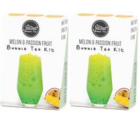 Product Image Bubble Tea Kit | Honeydew Melon Powder, Passion Fruit Popping Boba and Paper Straw | Makes 1 Milky Bubble Tea | Vegan | by THE TEASHED (Pack of 2)