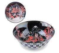 product of gifu japan Mino Ware Japanese Wide Mouth Ceramic Bowl, Udon Ramen Noodle Soup Bowl, Kabuki Design, Black