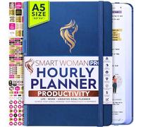Hourly Planner - Undated Weekly & Monthly Planner, a 12 Month Journey to Increase Productivity & Happiness, Life Organizer, Gratitude Journal, Financial Planner, Self Care Journal - Vertical Layout