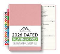 PRODUCTIVITY STORE Pro - Dated, 2025 Planner, 5.8” x 8.3” - The #1 Productivity Planner to Achieve Your 2025 Goals - Planner 2025-2026 - Pink - A5