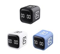 Productivity Timer Flip Gravity Sensor Cube Timer Countdown & Countup,Mute & Vibrate & Sound，5/10/30/60min & Custom Timing, Perfect for ADHD,Work,Learning,Kitchen Cooking (3, Black+White+Blue)