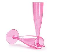 ProductPro 10 x Pink Silver Glitter Plastic Prosecco Flutes 175ml Capacity