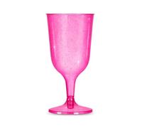 ProductPro 6 x Pink with Silver Glitter Plastic Wine Glasses 200ml 7oz
